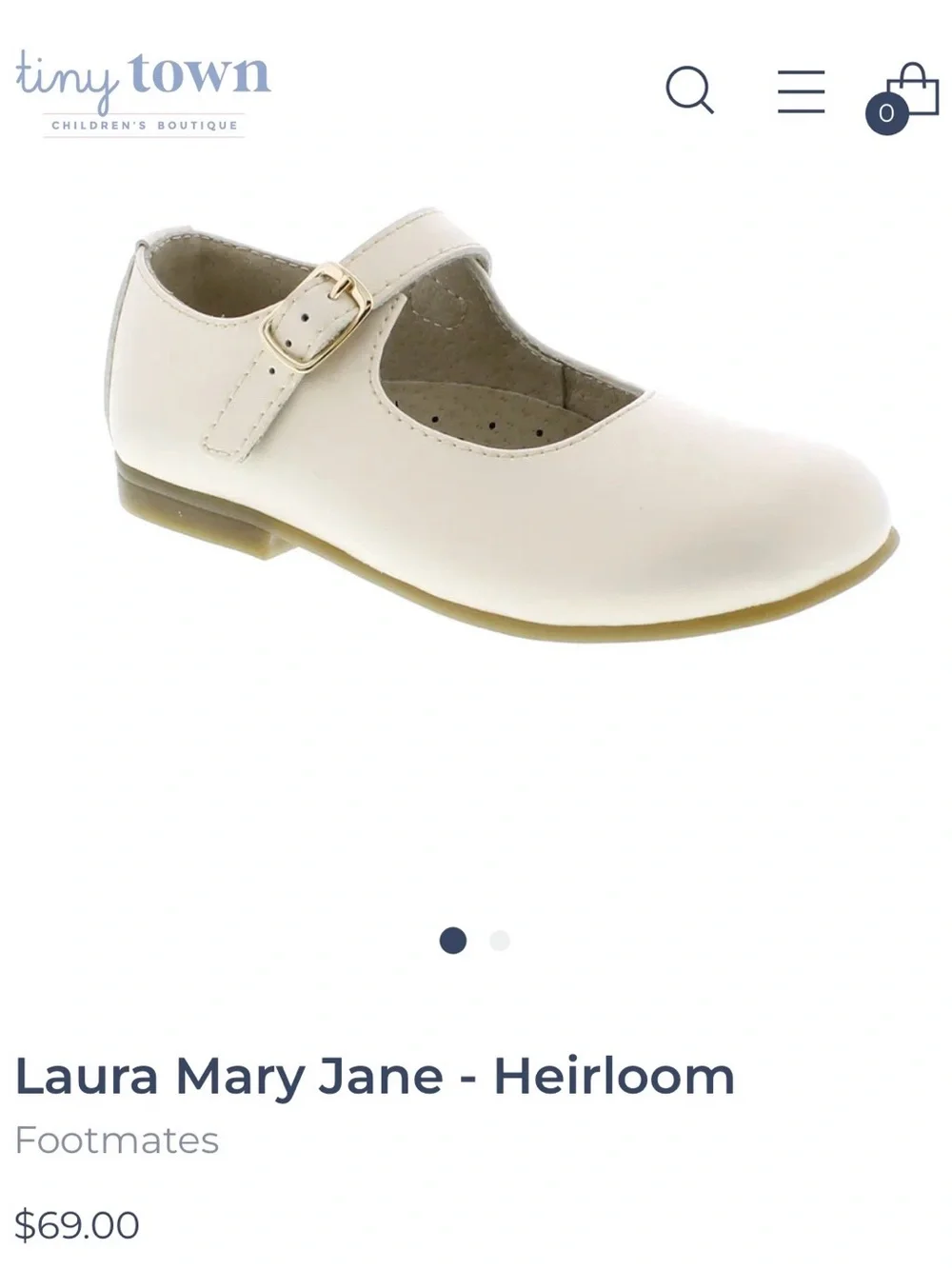 Footmates “Laura” Mary Jane Dress Shoes in Pearl White (heirloom color)